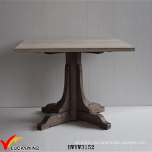 Farm Chic 4 Seaters Mesa de comedor cuadrada con pedestal de madera maciza